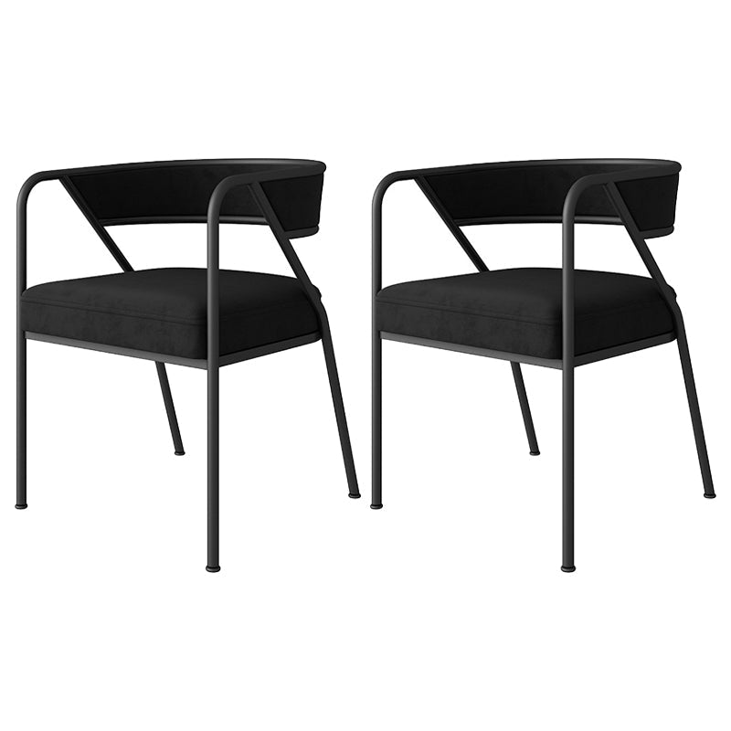 Scandinavian Style Luxury Upholstered Arm Chairs Open Back Dining Side Chair (Set of 2) Black Black Clearhalo ' kitchen&dining_furn' 'Dining Chairs' 'Dining Tables & Seating' 'dining_chair' 'furn' 'furn_dining_chair' 'Furniture' 'furniture_dining_chair' 'Kitchen & Dining Furniture' 'kitchen' 3997910