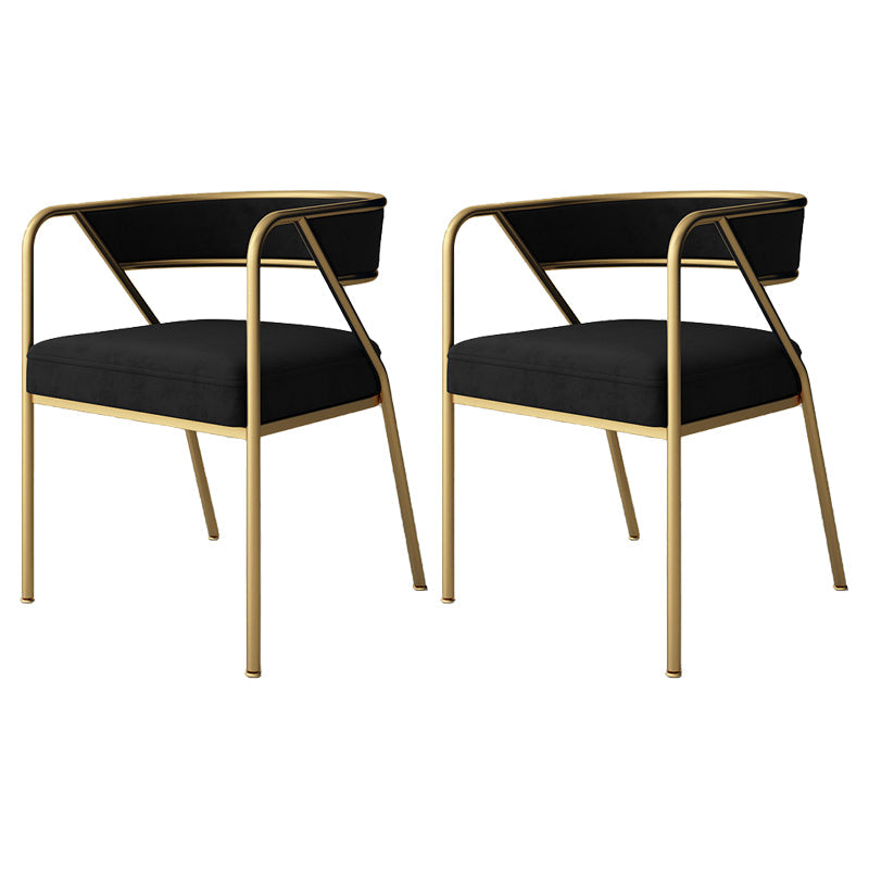 Scandinavian Style Luxury Upholstered Arm Chairs Open Back Dining Side Chair (Set of 2) Black Brass Gold Clearhalo ' kitchen&dining_furn' 'Dining Chairs' 'Dining Tables & Seating' 'dining_chair' 'furn' 'furn_dining_chair' 'Furniture' 'furniture_dining_chair' 'Kitchen & Dining Furniture' 'kitchen' 3997911