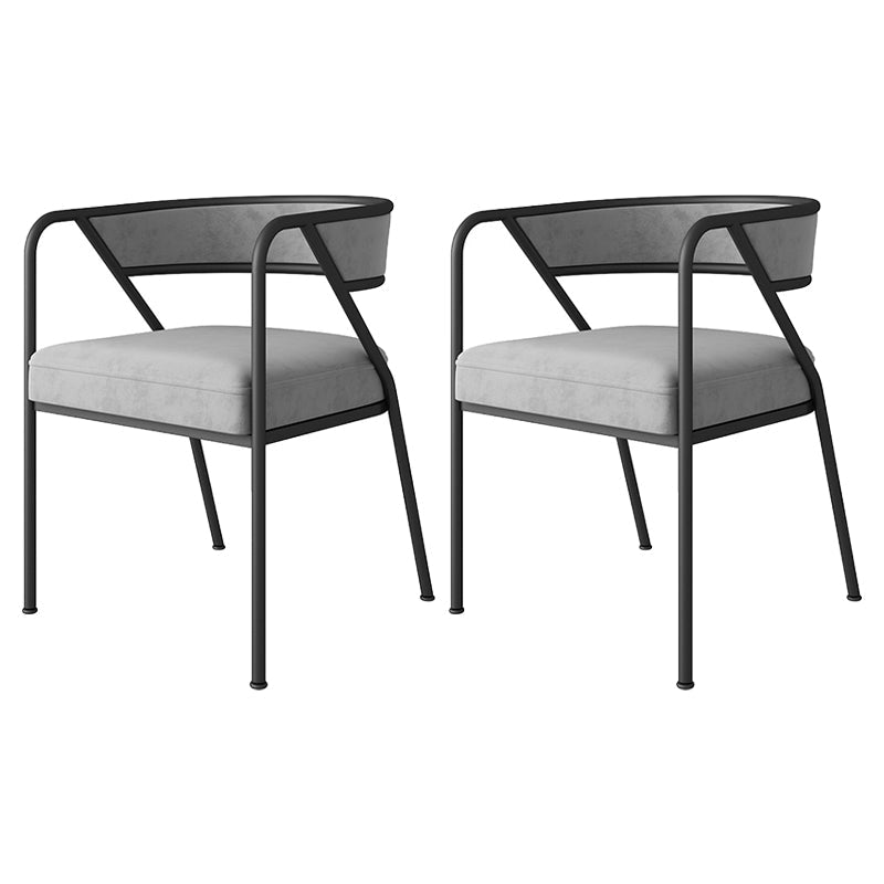 Scandinavian Style Luxury Upholstered Arm Chairs Open Back Dining Side Chair (Set of 2) Grey Black Clearhalo ' kitchen&dining_furn' 'Dining Chairs' 'Dining Tables & Seating' 'dining_chair' 'furn' 'furn_dining_chair' 'Furniture' 'furniture_dining_chair' 'Kitchen & Dining Furniture' 'kitchen' 3997913