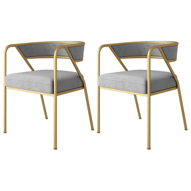 Scandinavian Style Luxury Upholstered Arm Chairs Open Back Dining Side Chair (Set of 2) Grey Brass Gold Clearhalo ' kitchen&dining_furn' 'Dining Chairs' 'Dining Tables & Seating' 'dining_chair' 'furn' 'furn_dining_chair' 'Furniture' 'furniture_dining_chair' 'Kitchen & Dining Furniture' 'kitchen' 3997915