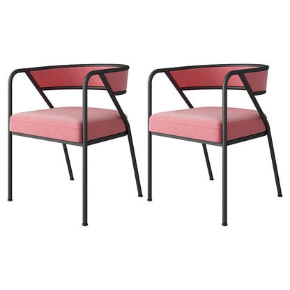 Scandinavian Style Luxury Upholstered Arm Chairs Open Back Dining Side Chair (Set of 2) Pink Black Clearhalo ' kitchen&dining_furn' 'Dining Chairs' 'Dining Tables & Seating' 'dining_chair' 'furn' 'furn_dining_chair' 'Furniture' 'furniture_dining_chair' 'Kitchen & Dining Furniture' 'kitchen' 3997917