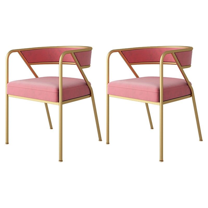 Scandinavian Style Luxury Upholstered Arm Chairs Open Back Dining Side Chair (Set of 2) Pink Brass Gold Clearhalo ' kitchen&dining_furn' 'Dining Chairs' 'Dining Tables & Seating' 'dining_chair' 'furn' 'furn_dining_chair' 'Furniture' 'furniture_dining_chair' 'Kitchen & Dining Furniture' 'kitchen' 3997920