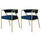 Scandinavian Style Luxury Upholstered Arm Chairs Open Back Dining Side Chair (Set of 2) Blue Brass Gold Clearhalo ' kitchen&dining_furn' 'Dining Chairs' 'Dining Tables & Seating' 'dining_chair' 'furn' 'furn_dining_chair' 'Furniture' 'furniture_dining_chair' 'Kitchen & Dining Furniture' 'kitchen' 3997924