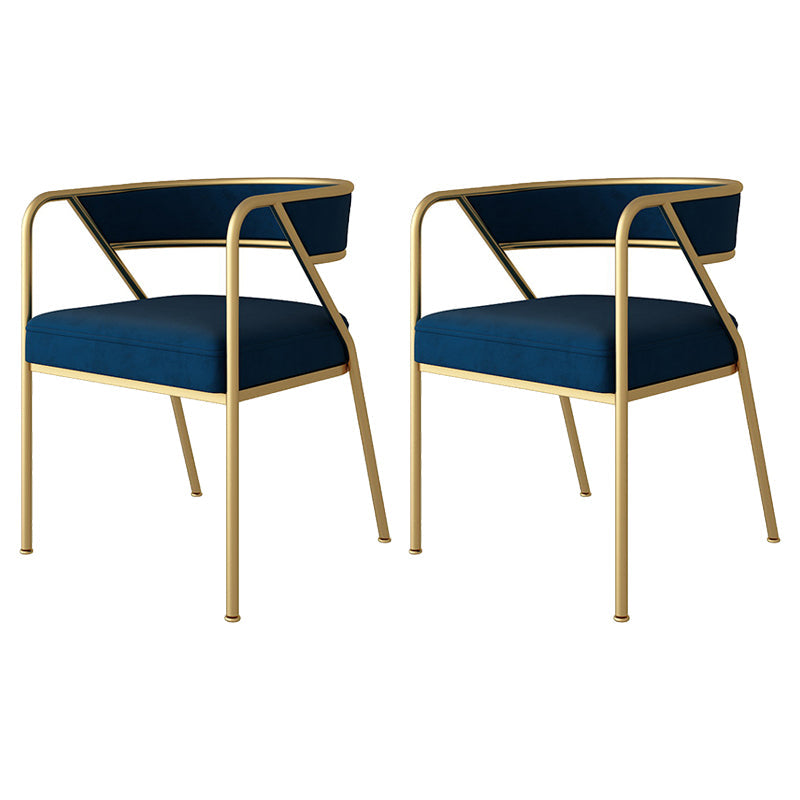 Scandinavian Style Luxury Upholstered Arm Chairs Open Back Dining Side Chair (Set of 2) Blue Brass Gold Clearhalo ' kitchen&dining_furn' 'Dining Chairs' 'Dining Tables & Seating' 'dining_chair' 'furn' 'furn_dining_chair' 'Furniture' 'furniture_dining_chair' 'Kitchen & Dining Furniture' 'kitchen' 3997924