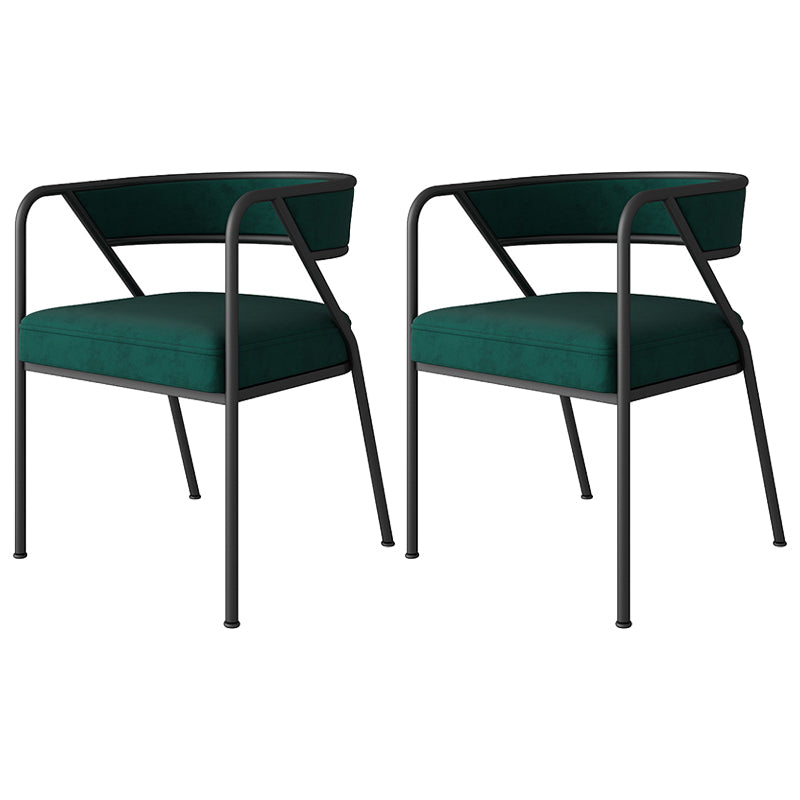 Scandinavian Style Luxury Upholstered Arm Chairs Open Back Dining Side Chair (Set of 2) Green Black Clearhalo ' kitchen&dining_furn' 'Dining Chairs' 'Dining Tables & Seating' 'dining_chair' 'furn' 'furn_dining_chair' 'Furniture' 'furniture_dining_chair' 'Kitchen & Dining Furniture' 'kitchen' 3997926
