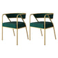 Scandinavian Style Luxury Upholstered Arm Chairs Open Back Dining Side Chair (Set of 2) Green Brass Gold Clearhalo ' kitchen&dining_furn' 'Dining Chairs' 'Dining Tables & Seating' 'dining_chair' 'furn' 'furn_dining_chair' 'Furniture' 'furniture_dining_chair' 'Kitchen & Dining Furniture' 'kitchen' 3997927