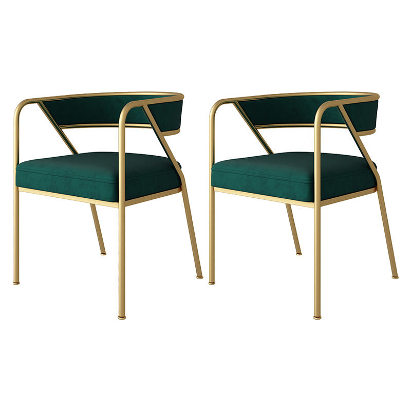 Scandinavian Style Luxury Upholstered Arm Chairs Open Back Dining Side Chair (Set of 2) Green Brass Gold Clearhalo ' kitchen&dining_furn' 'Dining Chairs' 'Dining Tables & Seating' 'dining_chair' 'furn' 'furn_dining_chair' 'Furniture' 'furniture_dining_chair' 'Kitchen & Dining Furniture' 'kitchen' 3997927