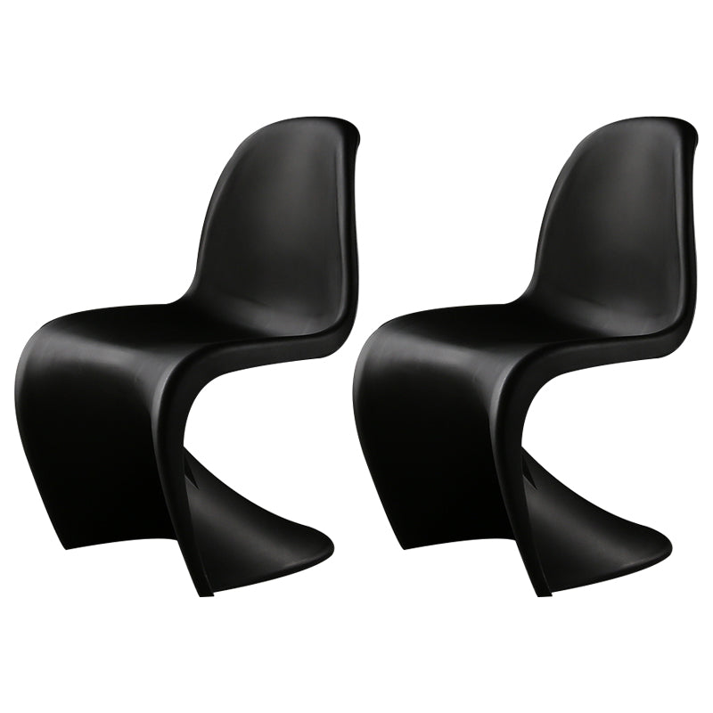 Contemporary Style Plastic Dining Armless Chair Solid Back Side Chair for Home Black Set of 2 Clearhalo ' kitchen&dining_furn' 'Dining Chairs' 'Dining Tables & Seating' 'dining_chair' 'Furniture' 'furniture_dining_chair' 'Kitchen & Dining Furniture' 'kitchen' 3997933