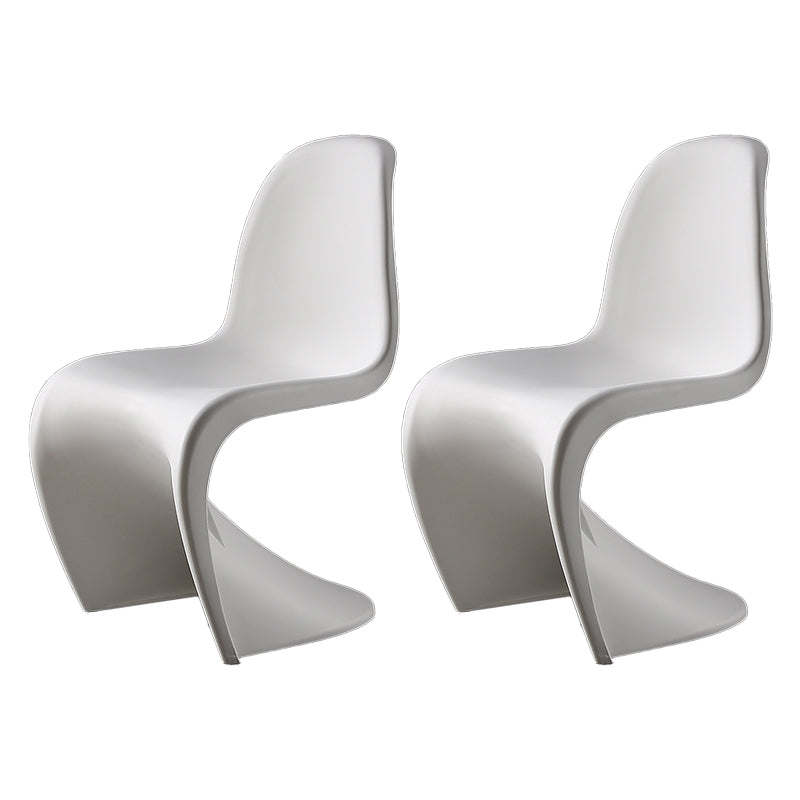 Contemporary Style Plastic Dining Armless Chair Solid Back Side Chair for Home White Set of 2 Clearhalo ' kitchen&dining_furn' 'Dining Chairs' 'Dining Tables & Seating' 'dining_chair' 'Furniture' 'furniture_dining_chair' 'Kitchen & Dining Furniture' 'kitchen' 3997939