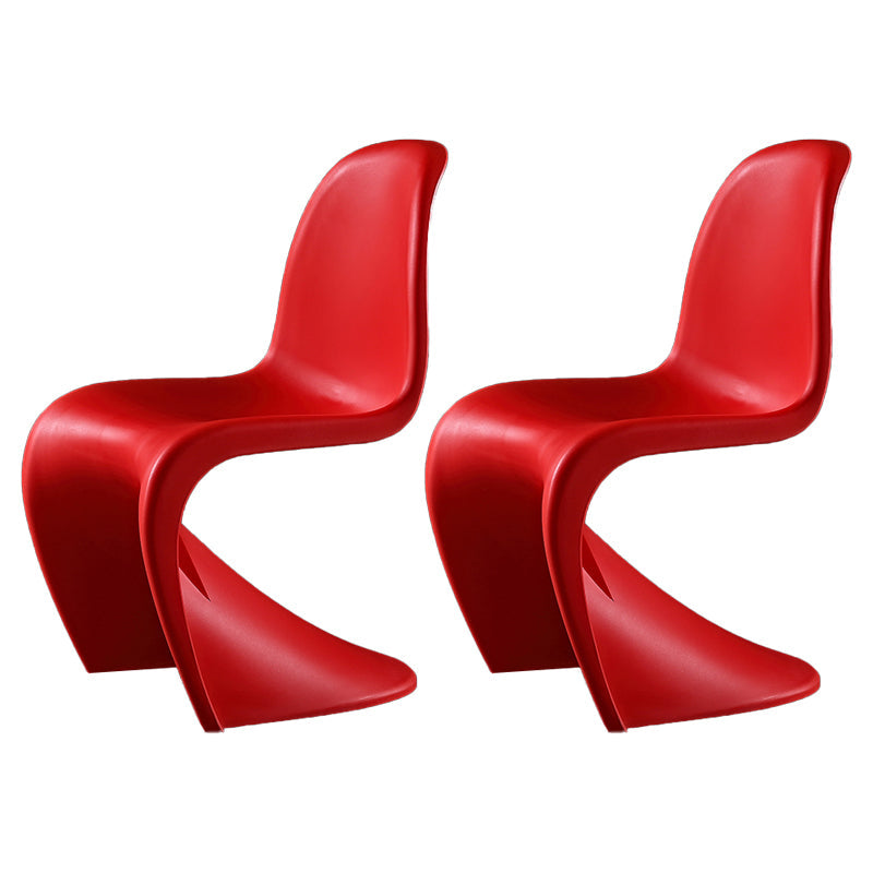 Contemporary Style Plastic Dining Armless Chair Solid Back Side Chair for Home Red Set of 2 Clearhalo ' kitchen&dining_furn' 'Dining Chairs' 'Dining Tables & Seating' 'dining_chair' 'Furniture' 'furniture_dining_chair' 'Kitchen & Dining Furniture' 'kitchen' 3997944