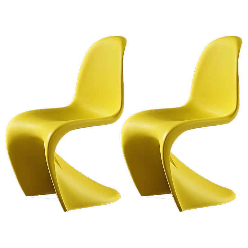 Contemporary Style Plastic Dining Armless Chair Solid Back Side Chair for Home Yellow Set of 2 Clearhalo ' kitchen&dining_furn' 'Dining Chairs' 'Dining Tables & Seating' 'dining_chair' 'Furniture' 'furniture_dining_chair' 'Kitchen & Dining Furniture' 'kitchen' 3997951