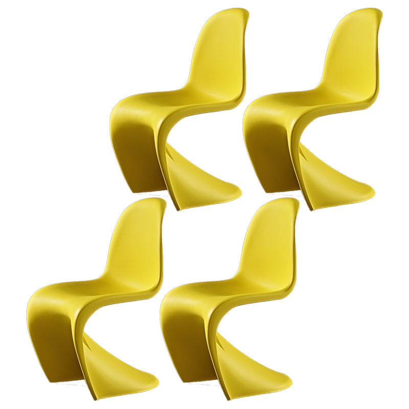 Contemporary Style Plastic Dining Armless Chair Solid Back Side Chair for Home Yellow Set of 4 Clearhalo ' kitchen&dining_furn' 'Dining Chairs' 'Dining Tables & Seating' 'dining_chair' 'Furniture' 'furniture_dining_chair' 'Kitchen & Dining Furniture' 'kitchen' 3997952
