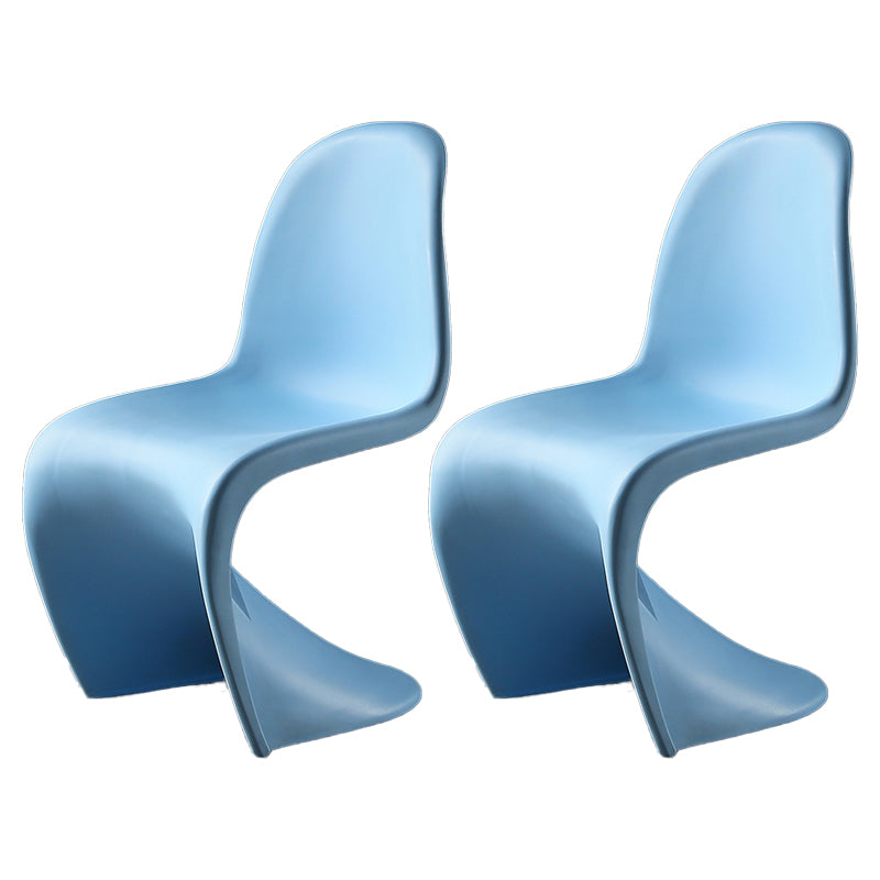 Contemporary Style Plastic Dining Armless Chair Solid Back Side Chair for Home Blue Set of 2 Clearhalo ' kitchen&dining_furn' 'Dining Chairs' 'Dining Tables & Seating' 'dining_chair' 'Furniture' 'furniture_dining_chair' 'Kitchen & Dining Furniture' 'kitchen' 3997954