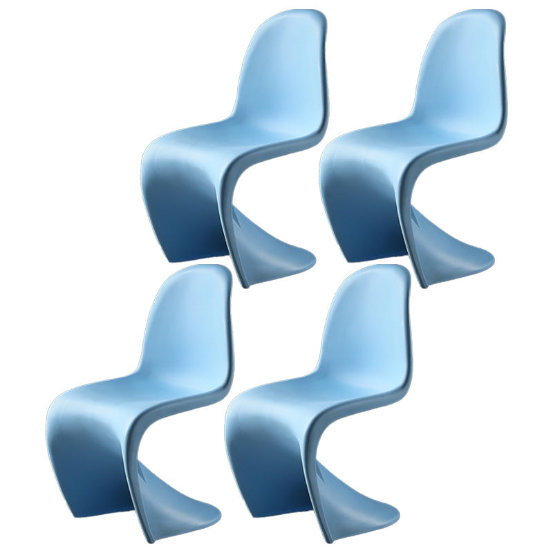 Contemporary Style Plastic Dining Armless Chair Solid Back Side Chair for Home Blue Set of 4 Clearhalo ' kitchen&dining_furn' 'Dining Chairs' 'Dining Tables & Seating' 'dining_chair' 'Furniture' 'furniture_dining_chair' 'Kitchen & Dining Furniture' 'kitchen' 3997955
