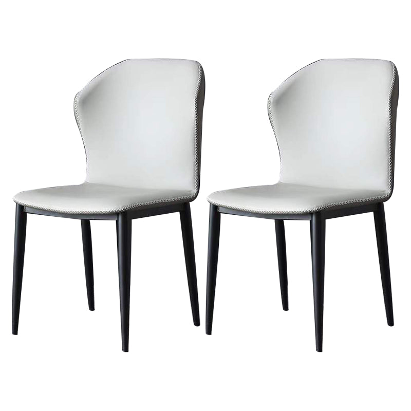 Contemporary Style Wingback Parsons Side Chairs Leather Dining Chairs (Set of 2) White Clearhalo ' kitchen&dining_furn' 'Dining Chairs' 'Dining Tables & Seating' 'dining_chair' 'furn' 'furn_dining_chair' 'Furniture' 'furniture_dining_chair' 'Kitchen & Dining Furniture' 'kitchen' 3997959