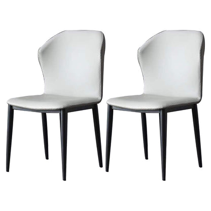 Contemporary Style Wingback Parsons Side Chairs Leather Dining Chairs (Set of 2) White Clearhalo ' kitchen&dining_furn' 'Dining Chairs' 'Dining Tables & Seating' 'dining_chair' 'furn' 'furn_dining_chair' 'Furniture' 'furniture_dining_chair' 'Kitchen & Dining Furniture' 'kitchen' 3997959