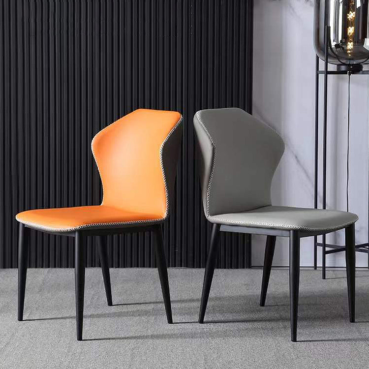 Contemporary Style Wingback Parsons Side Chairs Leather Dining Chairs (Set of 2) Clearhalo ' kitchen&dining_furn' 'Dining Chairs' 'Dining Tables & Seating' 'dining_chair' 'furn' 'furn_dining_chair' 'Furniture' 'furniture_dining_chair' 'Kitchen & Dining Furniture' 'kitchen' 3997960