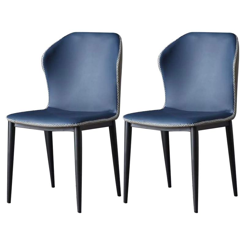 Contemporary Style Wingback Parsons Side Chairs Leather Dining Chairs (Set of 2) Blue Clearhalo ' kitchen&dining_furn' 'Dining Chairs' 'Dining Tables & Seating' 'dining_chair' 'furn' 'furn_dining_chair' 'Furniture' 'furniture_dining_chair' 'Kitchen & Dining Furniture' 'kitchen' 3997961