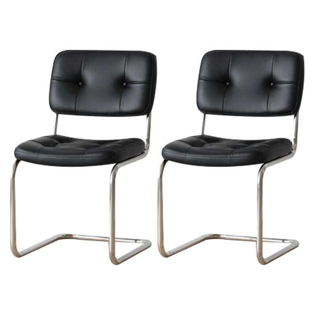 Industrial Style Open Back Dining Side Chair Upholstered Armless Dining Chairs (Set of 2) Black Clearhalo ' kitchen&dining_furn' 'Dining Chairs' 'Dining Tables & Seating' 'dining_chair' 'furn' 'furn_dining_chair' 'Furniture' 'furniture_dining_chair' 'Kitchen & Dining Furniture' 'kitchen' 3997971