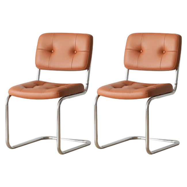 Industrial Style Open Back Dining Side Chair Upholstered Armless Dining Chairs (Set of 2) Brown Clearhalo ' kitchen&dining_furn' 'Dining Chairs' 'Dining Tables & Seating' 'dining_chair' 'furn' 'furn_dining_chair' 'Furniture' 'furniture_dining_chair' 'Kitchen & Dining Furniture' 'kitchen' 3997972