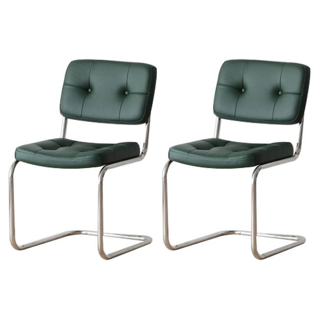 Industrial Style Open Back Dining Side Chair Upholstered Armless Dining Chairs (Set of 2) Green Clearhalo ' kitchen&dining_furn' 'Dining Chairs' 'Dining Tables & Seating' 'dining_chair' 'furn' 'furn_dining_chair' 'Furniture' 'furniture_dining_chair' 'Kitchen & Dining Furniture' 'kitchen' 3997976