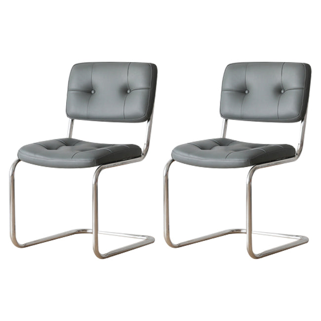 Industrial Style Open Back Dining Side Chair Upholstered Armless Dining Chairs (Set of 2) Silver Gray Clearhalo ' kitchen&dining_furn' 'Dining Chairs' 'Dining Tables & Seating' 'dining_chair' 'furn' 'furn_dining_chair' 'Furniture' 'furniture_dining_chair' 'Kitchen & Dining Furniture' 'kitchen' 3997982