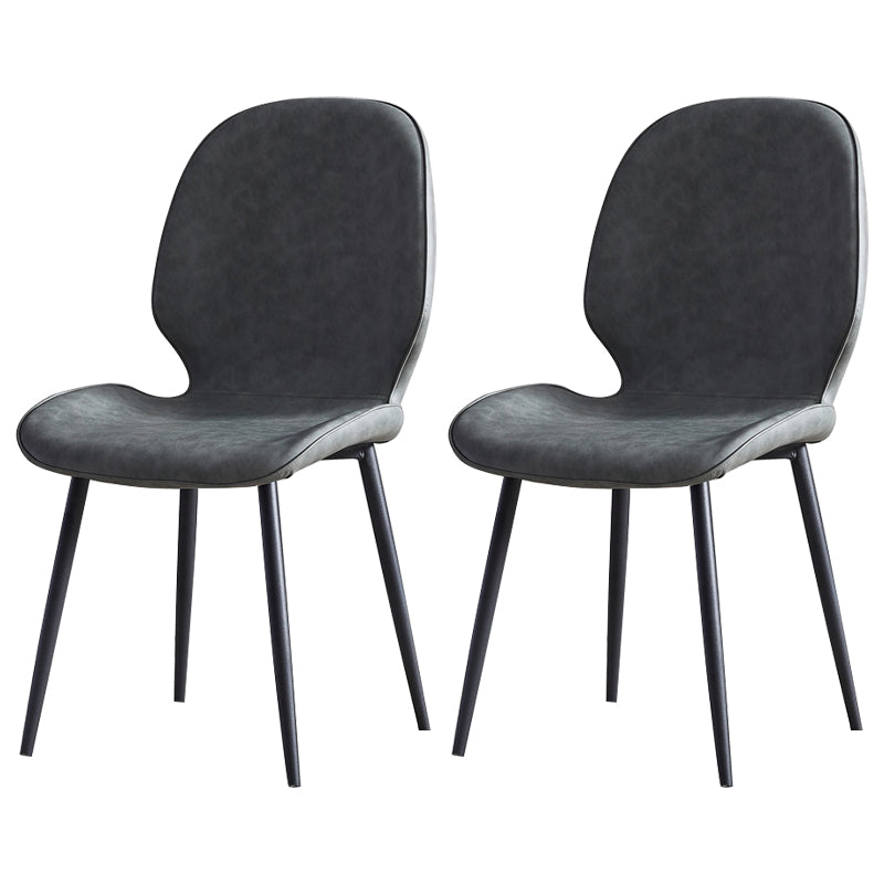 Minimalist Style Leather Dining Chairs Wingback Parsons Chairs for Kitchen Dark Gray 2 Piece Set Clearhalo ' kitchen&dining_furn' 'Dining Chairs' 'Dining Tables & Seating' 'dining_chair' 'furn' 'furn_dining_chair' 'Furniture' 'furniture_dining_chair' 'Kitchen & Dining Furniture' 'kitchen' 3997993