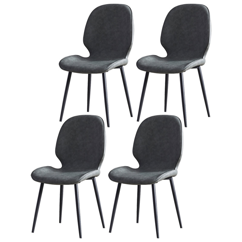 Minimalist Style Leather Dining Chairs Wingback Parsons Chairs for Kitchen Dark Gray 4 Piece Set Clearhalo ' kitchen&dining_furn' 'Dining Chairs' 'Dining Tables & Seating' 'dining_chair' 'furn' 'furn_dining_chair' 'Furniture' 'furniture_dining_chair' 'Kitchen & Dining Furniture' 'kitchen' 3997995