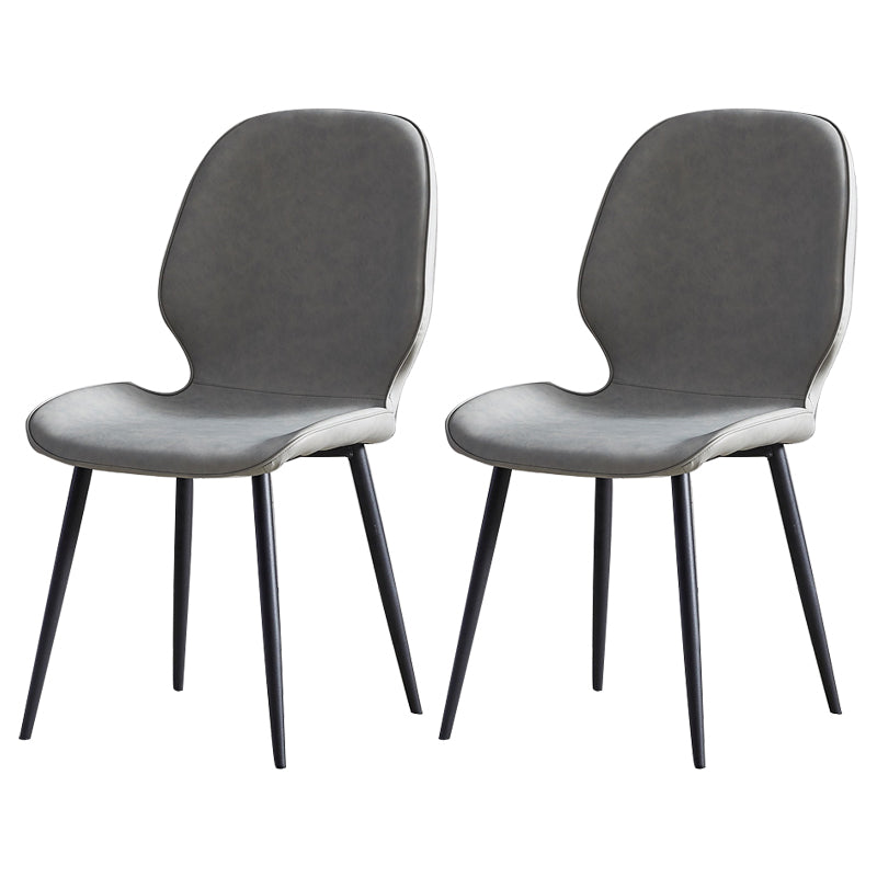 Minimalist Style Leather Dining Chairs Wingback Parsons Chairs for Kitchen Light Gray 2 Piece Set Clearhalo ' kitchen&dining_furn' 'Dining Chairs' 'Dining Tables & Seating' 'dining_chair' 'furn' 'furn_dining_chair' 'Furniture' 'furniture_dining_chair' 'Kitchen & Dining Furniture' 'kitchen' 3997999