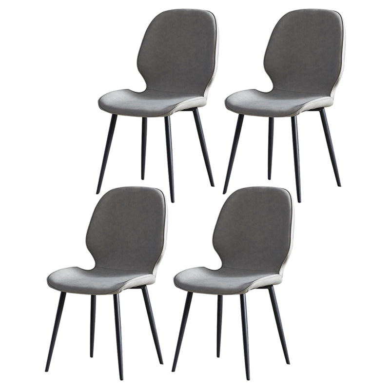Minimalist Style Leather Dining Chairs Wingback Parsons Chairs for Kitchen Light Gray 4 Piece Set Clearhalo ' kitchen&dining_furn' 'Dining Chairs' 'Dining Tables & Seating' 'dining_chair' 'furn' 'furn_dining_chair' 'Furniture' 'furniture_dining_chair' 'Kitchen & Dining Furniture' 'kitchen' 3998002