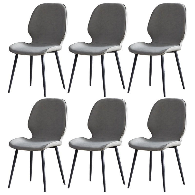 Minimalist Style Leather Dining Chairs Wingback Parsons Chairs for Kitchen Light Gray 6 Piece Set Clearhalo ' kitchen&dining_furn' 'Dining Chairs' 'Dining Tables & Seating' 'dining_chair' 'furn' 'furn_dining_chair' 'Furniture' 'furniture_dining_chair' 'Kitchen & Dining Furniture' 'kitchen' 3998003
