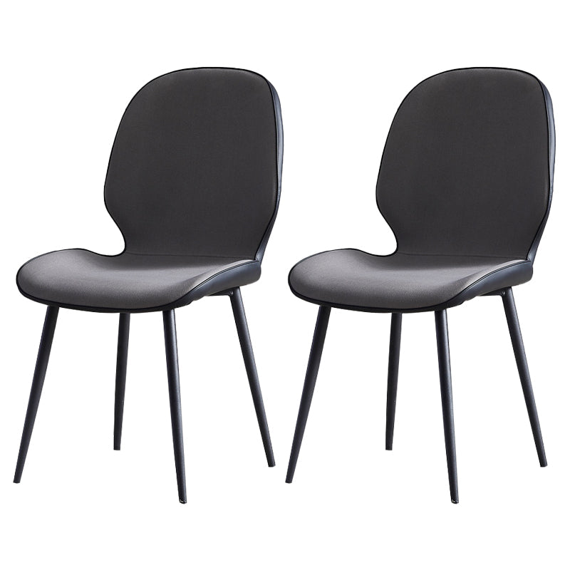 Minimalist Style Leather Dining Chairs Wingback Parsons Chairs for Kitchen Dark Gray-Black 2 Piece Set Clearhalo ' kitchen&dining_furn' 'Dining Chairs' 'Dining Tables & Seating' 'dining_chair' 'furn' 'furn_dining_chair' 'Furniture' 'furniture_dining_chair' 'Kitchen & Dining Furniture' 'kitchen' 3998016
