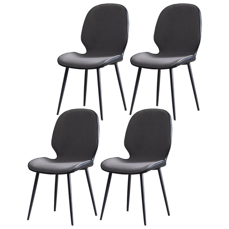 Minimalist Style Leather Dining Chairs Wingback Parsons Chairs for Kitchen Dark Gray-Black 4 Piece Set Clearhalo ' kitchen&dining_furn' 'Dining Chairs' 'Dining Tables & Seating' 'dining_chair' 'furn' 'furn_dining_chair' 'Furniture' 'furniture_dining_chair' 'Kitchen & Dining Furniture' 'kitchen' 3998017