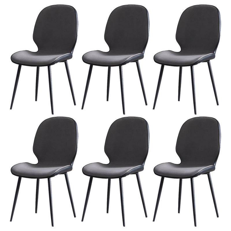 Minimalist Style Leather Dining Chairs Wingback Parsons Chairs for Kitchen Dark Gray-Black 6 Piece Set Clearhalo ' kitchen&dining_furn' 'Dining Chairs' 'Dining Tables & Seating' 'dining_chair' 'furn' 'furn_dining_chair' 'Furniture' 'furniture_dining_chair' 'Kitchen & Dining Furniture' 'kitchen' 3998018