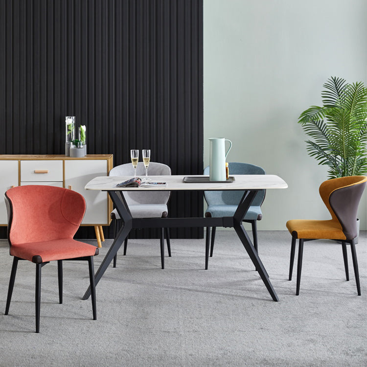 Metal Modern Indoor-Outdoor Chair Dining Room Armless Wingback Side Chair Clearhalo ' kitchen&dining_furn' 'Dining Chairs' 'Dining Tables & Seating' 'dining_chair' 'furn' 'furn_dining_chair' 'Furniture' 'furniture_dining_chair' 'Kitchen & Dining Furniture' 'kitchen' 3998028