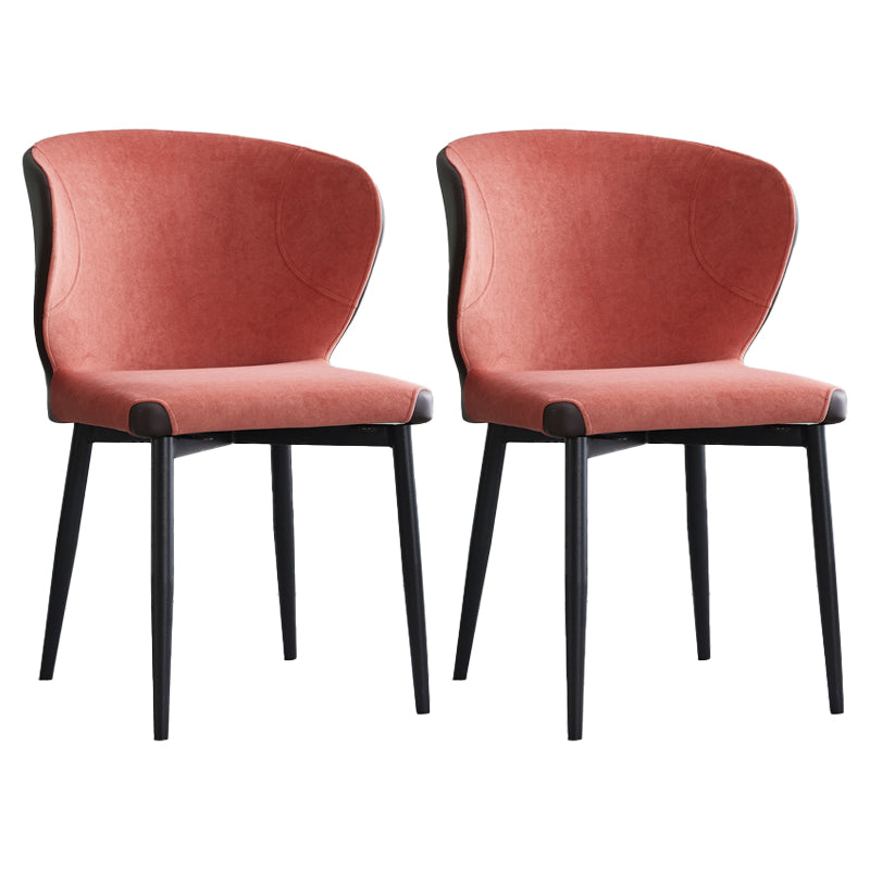 Metal Modern Indoor-Outdoor Chair Dining Room Armless Wingback Side Chair Red 2 Piece Set Clearhalo ' kitchen&dining_furn' 'Dining Chairs' 'Dining Tables & Seating' 'dining_chair' 'furn' 'furn_dining_chair' 'Furniture' 'furniture_dining_chair' 'Kitchen & Dining Furniture' 'kitchen' 3998032