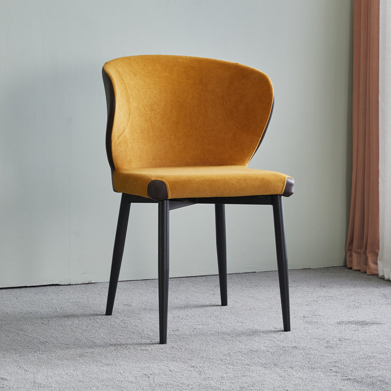 Metal Modern Indoor-Outdoor Chair Dining Room Armless Wingback Side Chair Yellow 1 Piece Clearhalo ' kitchen&dining_furn' 'Dining Chairs' 'Dining Tables & Seating' 'dining_chair' 'furn' 'furn_dining_chair' 'Furniture' 'furniture_dining_chair' 'Kitchen & Dining Furniture' 'kitchen' 3998035