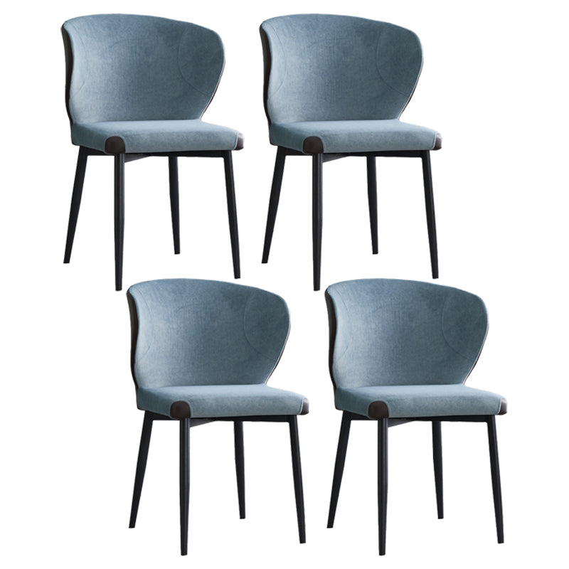 Metal Modern Indoor-Outdoor Chair Dining Room Armless Wingback Side Chair Blue 4 Piece Set Clearhalo ' kitchen&dining_furn' 'Dining Chairs' 'Dining Tables & Seating' 'dining_chair' 'furn' 'furn_dining_chair' 'Furniture' 'furniture_dining_chair' 'Kitchen & Dining Furniture' 'kitchen' 3998043