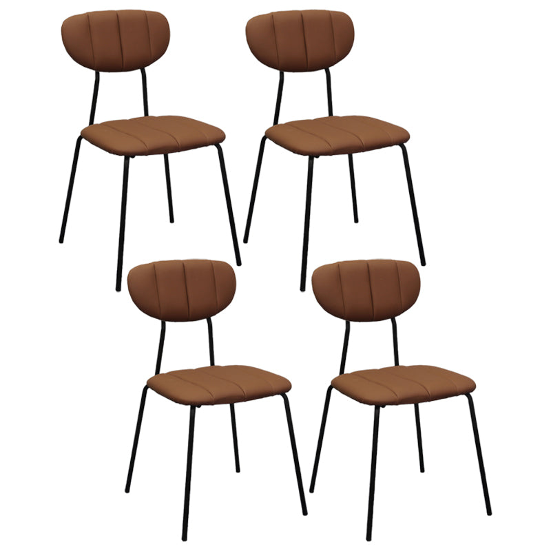 Industrial Style Upholstered Armless Dining Chairs Open Back Dining Chairs Dark Coffee 4 Piece Set Clearhalo ' kitchen&dining_furn' 'Dining Chairs' 'Dining Tables & Seating' 'dining_chair' 'furn' 'furn_dining_chair' 'Furniture' 'furniture_dining_chair' 'Kitchen & Dining Furniture' 'kitchen' 3998076