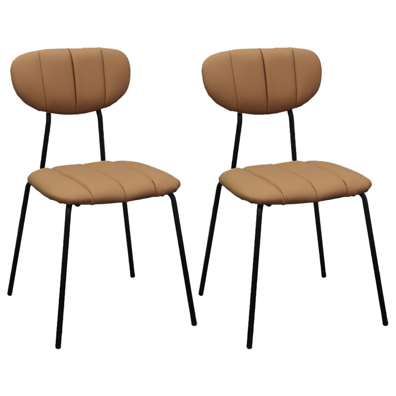 Industrial Style Upholstered Armless Dining Chairs Open Back Dining Chairs Light Coffee 2 Piece Set Clearhalo ' kitchen&dining_furn' 'Dining Chairs' 'Dining Tables & Seating' 'dining_chair' 'furn' 'furn_dining_chair' 'Furniture' 'furniture_dining_chair' 'Kitchen & Dining Furniture' 'kitchen' 3998078