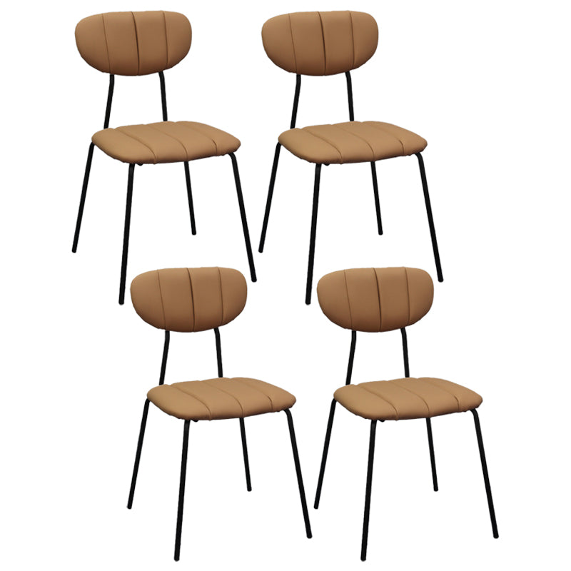 Industrial Style Upholstered Armless Dining Chairs Open Back Dining Chairs Light Coffee 4 Piece Set Clearhalo ' kitchen&dining_furn' 'Dining Chairs' 'Dining Tables & Seating' 'dining_chair' 'furn' 'furn_dining_chair' 'Furniture' 'furniture_dining_chair' 'Kitchen & Dining Furniture' 'kitchen' 3998079