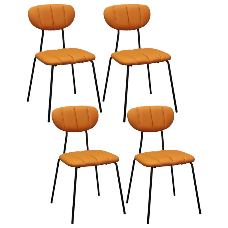 Industrial Style Upholstered Armless Dining Chairs Open Back Dining Chairs Orange 4 Piece Set Clearhalo ' kitchen&dining_furn' 'Dining Chairs' 'Dining Tables & Seating' 'dining_chair' 'furn' 'furn_dining_chair' 'Furniture' 'furniture_dining_chair' 'Kitchen & Dining Furniture' 'kitchen' 3998085