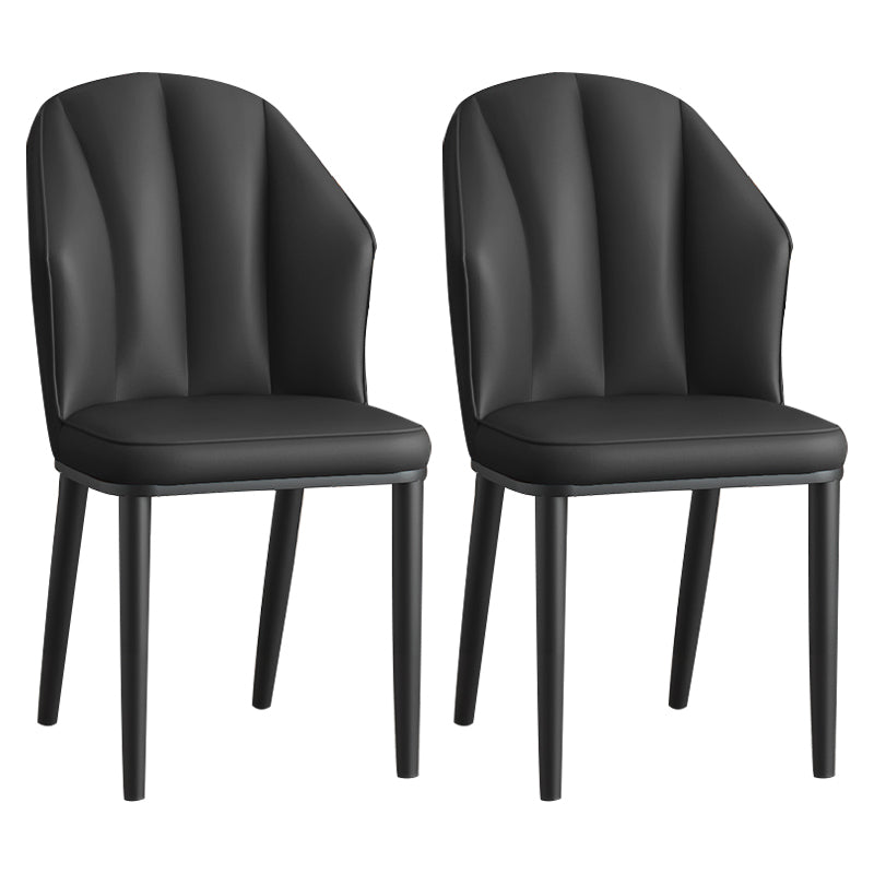 Glam Metal Dining Room Chairs Armless Upholstered Side Leather Chairs for Restaurant Black 2 Piece Set Black Clearhalo ' kitchen&dining_furn' 'Dining Chairs' 'Dining Tables & Seating' 'dining_chair' 'furn' 'furn_dining_chair' 'Furniture' 'furniture_dining_chair' 'Kitchen & Dining Furniture' 'kitchen' 3998091