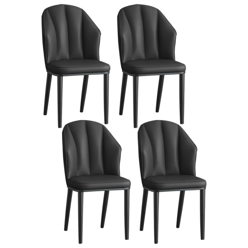 Glam Metal Dining Room Chairs Armless Upholstered Side Leather Chairs for Restaurant Black 4 Piece Set Black Clearhalo ' kitchen&dining_furn' 'Dining Chairs' 'Dining Tables & Seating' 'dining_chair' 'furn' 'furn_dining_chair' 'Furniture' 'furniture_dining_chair' 'Kitchen & Dining Furniture' 'kitchen' 3998093