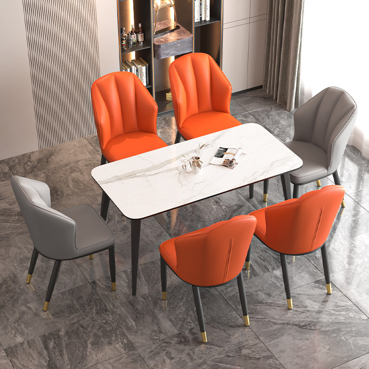 Glam Metal Dining Room Chairs Armless Upholstered Side Leather Chairs for Restaurant Clearhalo ' kitchen&dining_furn' 'Dining Chairs' 'Dining Tables & Seating' 'dining_chair' 'furn' 'furn_dining_chair' 'Furniture' 'furniture_dining_chair' 'Kitchen & Dining Furniture' 'kitchen' 3998096