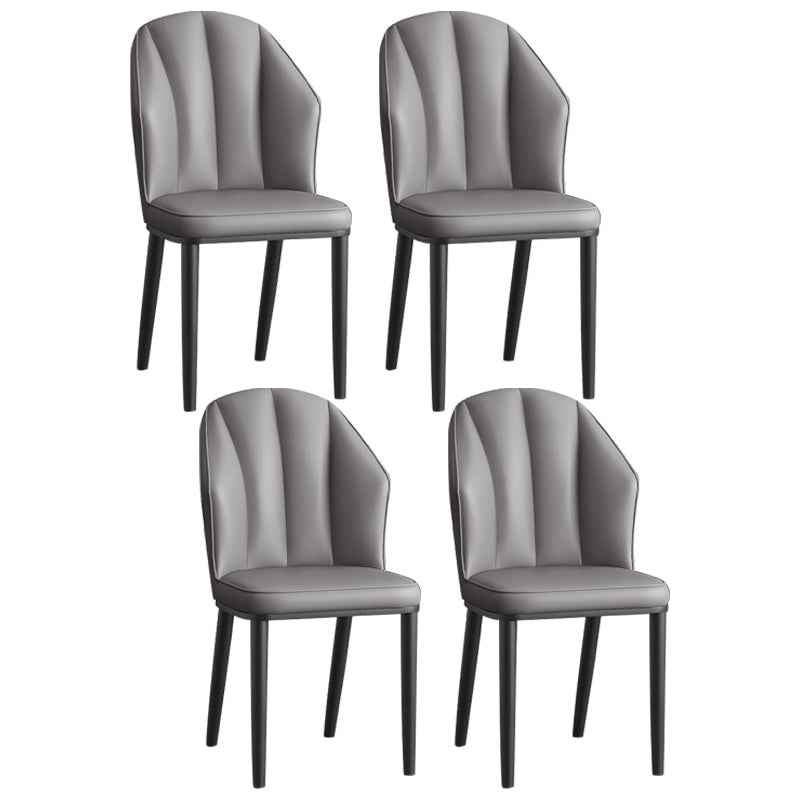 Glam Metal Dining Room Chairs Armless Upholstered Side Leather Chairs for Restaurant Dark Gray 4 Piece Set Black Clearhalo ' kitchen&dining_furn' 'Dining Chairs' 'Dining Tables & Seating' 'dining_chair' 'furn' 'furn_dining_chair' 'Furniture' 'furniture_dining_chair' 'Kitchen & Dining Furniture' 'kitchen' 3998105