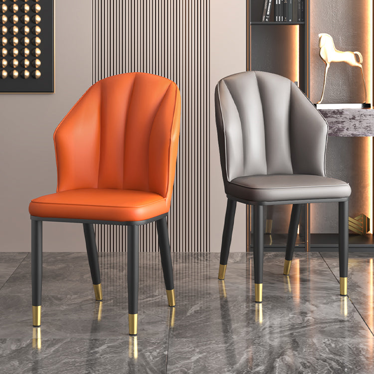 Glam Metal Dining Room Chairs Armless Upholstered Side Leather Chairs for Restaurant Clearhalo ' kitchen&dining_furn' 'Dining Chairs' 'Dining Tables & Seating' 'dining_chair' 'furn' 'furn_dining_chair' 'Furniture' 'furniture_dining_chair' 'Kitchen & Dining Furniture' 'kitchen' 3998106