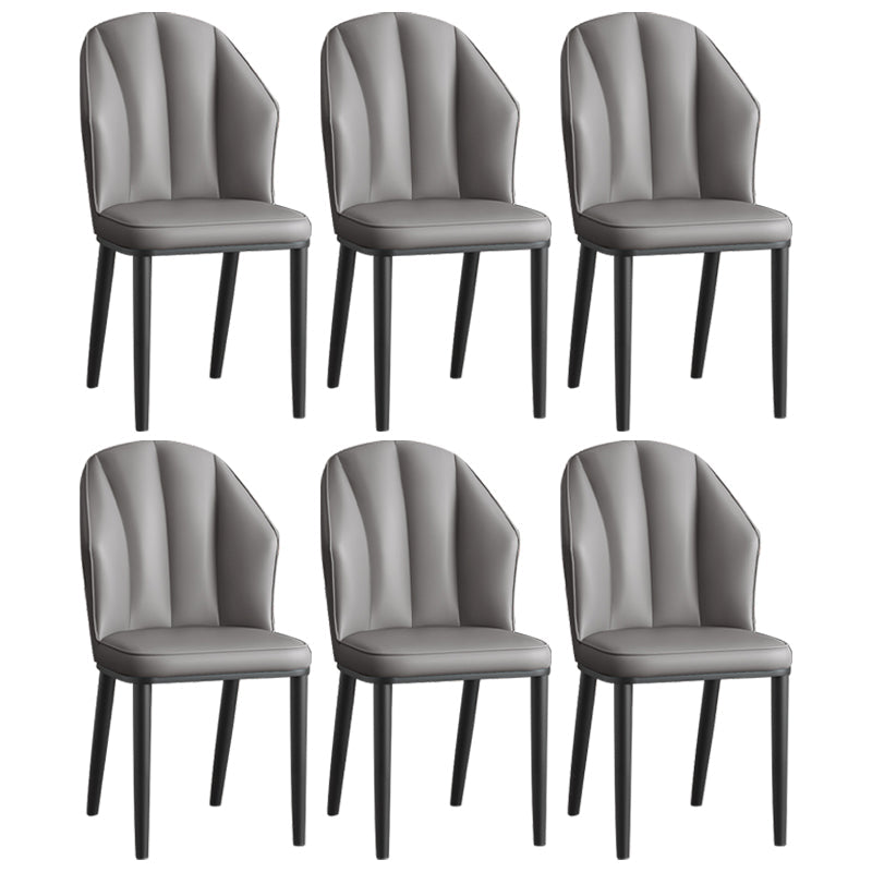 Glam Metal Dining Room Chairs Armless Upholstered Side Leather Chairs for Restaurant Dark Gray 6 Piece Set Black Clearhalo ' kitchen&dining_furn' 'Dining Chairs' 'Dining Tables & Seating' 'dining_chair' 'furn' 'furn_dining_chair' 'Furniture' 'furniture_dining_chair' 'Kitchen & Dining Furniture' 'kitchen' 3998107