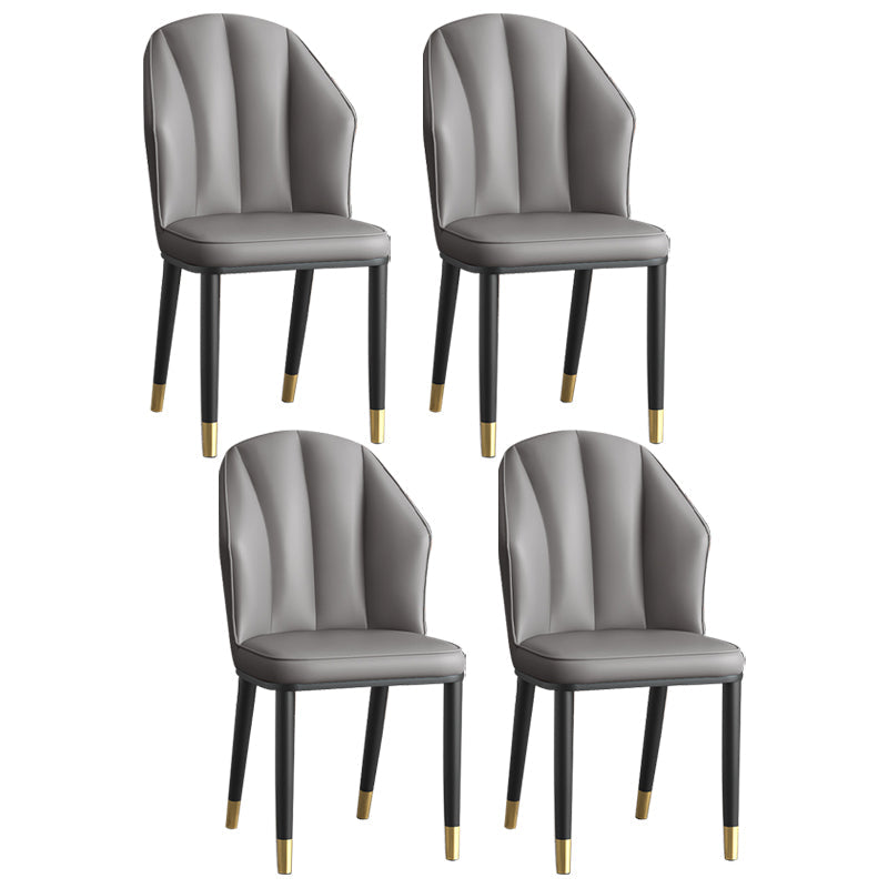 Glam Metal Dining Room Chairs Armless Upholstered Side Leather Chairs for Restaurant Dark Gray 4 Piece Set Brass Gold Clearhalo ' kitchen&dining_furn' 'Dining Chairs' 'Dining Tables & Seating' 'dining_chair' 'furn' 'furn_dining_chair' 'Furniture' 'furniture_dining_chair' 'Kitchen & Dining Furniture' 'kitchen' 3998109