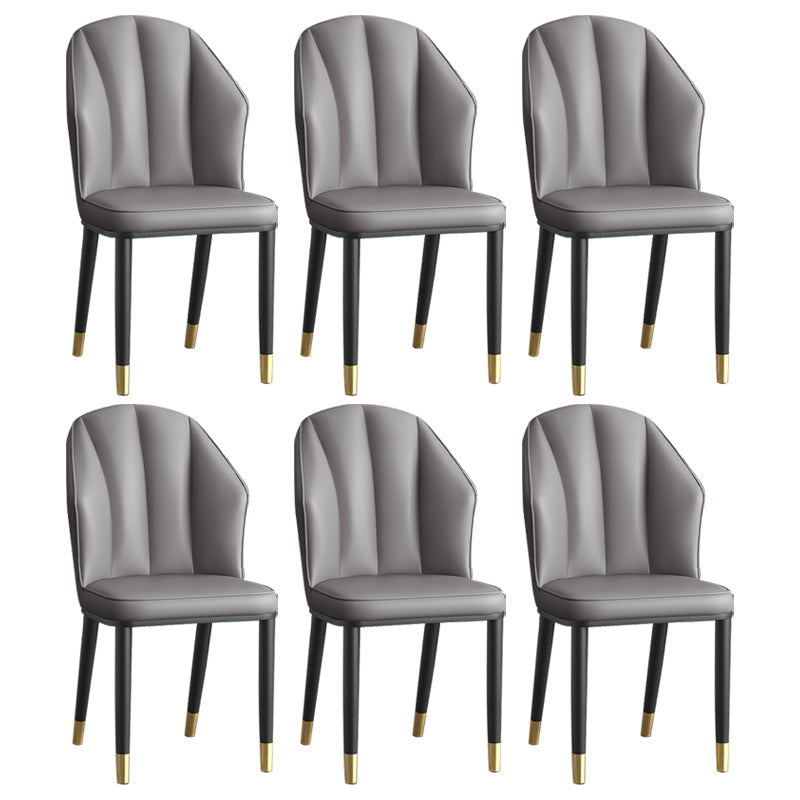 Glam Metal Dining Room Chairs Armless Upholstered Side Leather Chairs for Restaurant Dark Gray 6 Piece Set Brass Gold Clearhalo ' kitchen&dining_furn' 'Dining Chairs' 'Dining Tables & Seating' 'dining_chair' 'furn' 'furn_dining_chair' 'Furniture' 'furniture_dining_chair' 'Kitchen & Dining Furniture' 'kitchen' 3998110